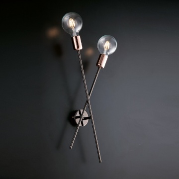 Immagine di Applique Vintage Minimal Cromo e Oro Rosa Bloom 2 Luci Bonetti 
