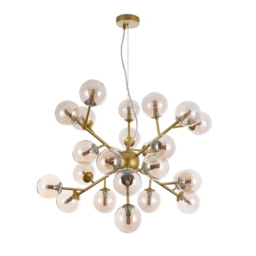Immagine di Lampadario A Sospensione Sfere Vetro Oro Moderno Dallas 24 Luci Maytoni