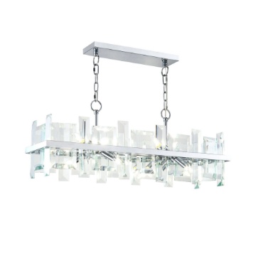 Immagine di Lampadario Rettangolare Cromo  Losanghe Vetro Cerezo 8 Luci Maytoni