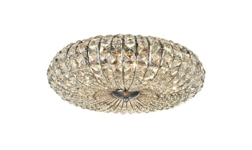 Immagine di Plafoniera Rotonda Nichel Broche con Cristalli Ø49 cm Maytoni