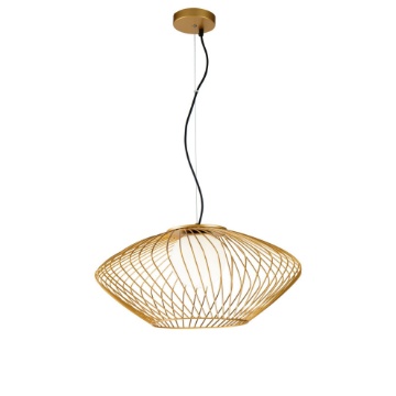 Immagine di Sospensione Plec Gabbia Oro con Sfera Vetro Bianco Maytoni
