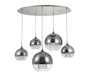 Immagine di Lampadario Cromo 5 Sfere Vetro Con Cristalli Fermi Maytoni