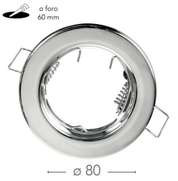 Immagine di Porta Faretto Ghiera Incasso Rotondo Cromo Diam. 8 cm GU10 MR16