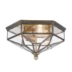 Immagine di Plafoniera Classica Esagonale Bronzo Lastre Vetro 3 Luci Zeil IP43 Maytoni