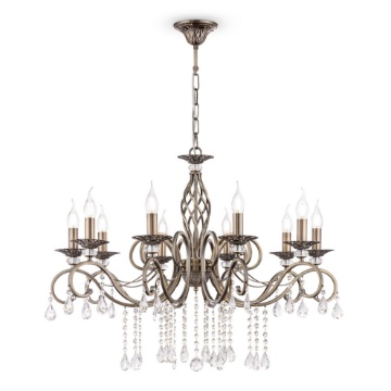 Immagine di Lampadario Classico Grace Ottone 10 Luci Cristalli Maytoni