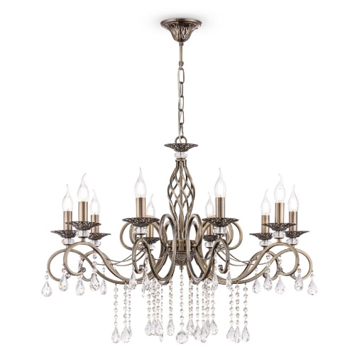 Immagine di Lampadario Classico Grace Ottone 10 Luci Cristalli Maytoni