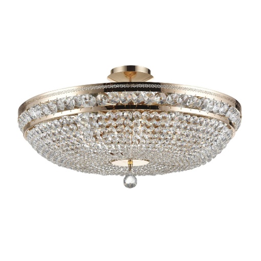 Immagine di Grande Lampadario Plafoniera Cristallo 12 Luci Ottilia Oro Maytoni