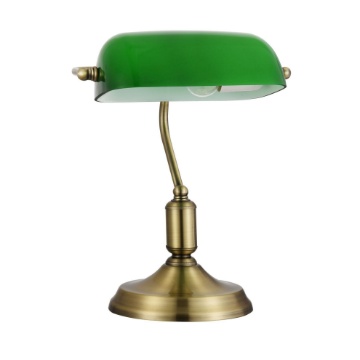 Immagine di Lampada Scrivania Churchill Ottone Con Paralume Vetro Verde Kiwi Maytoni
