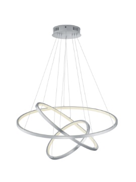 Immagine di Sospensione Ultramoderna con Tecnologia Wiz Anelli Led RGBW Dimmer Aaron Nichel Trio Lighting