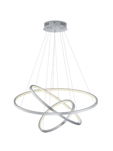 Immagine di Sospensione Ultramoderna con Tecnologia Wiz Anelli Led RGBW Dimmer Aaron Nichel Trio Lighting
