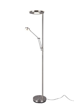 Immagine di Piantana Led Touch Dimmer con Spot da Lettura Barrie Nichel Trio Lighting