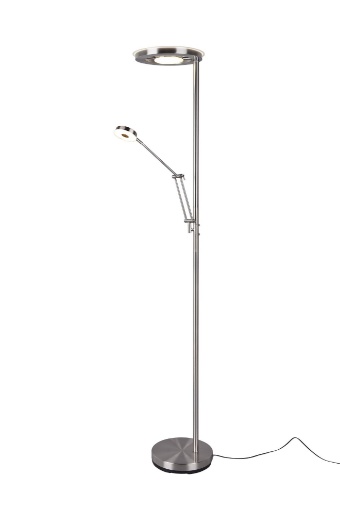 Immagine di Piantana Led Touch Dimmer con Spot da Lettura Barrie Nichel Trio Lighting