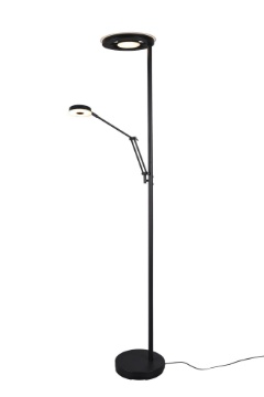 Immagine di Piantana Moderna Nera Con Luce Spot da Lettura Dimmer Integrato Barrie Trio Lighting