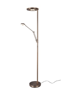 Immagine di Piantana Moderna Led Dimmer con Luce Spot da Lettura Barrie Ottone Trio Lighting