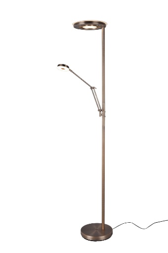 Immagine di Piantana Moderna Led Dimmer con Luce Spot da Lettura Barrie Ottone Trio Lighting