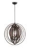 Immagine di Lampada Sospensione Cerchi Legno Scuro Boolan Trio Lighting