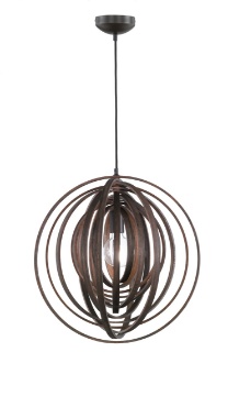 Immagine di Lampada Sospensione Cerchi Legno Scuro Boolan Trio Lighting
