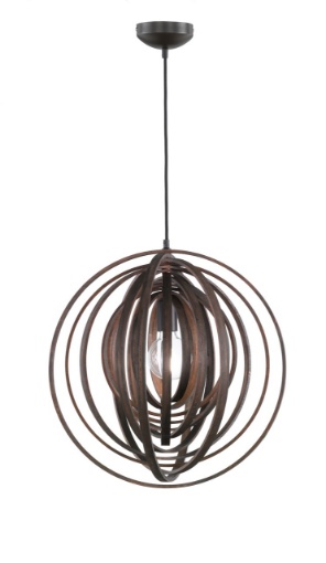 Immagine di Lampada Sospensione Cerchi Legno Scuro Boolan Trio Lighting