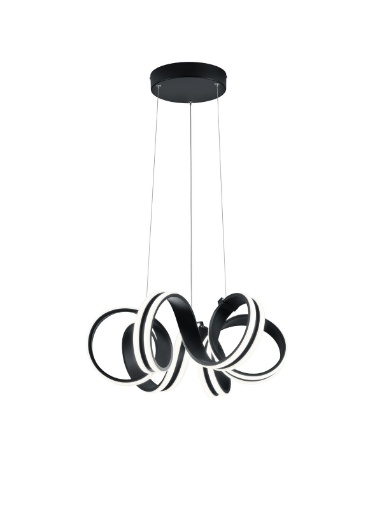 Immagine di Sospensione Led Switch Dimmer Carrera Nastro Ondulato Nero Trio Lighting