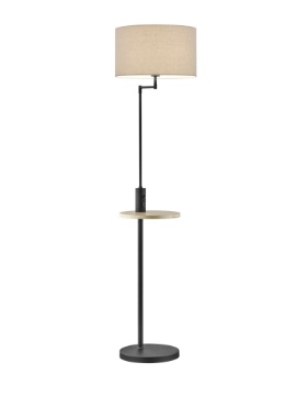 Immagine di Piantana Moderna Claas Nero con Mensola e Porta USB Trio Lighting
