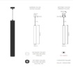 Immagine di Lampada A Sospensione Cilindro Da Incasso Atmos Nero 45cm Led 10w CCT Switch Beneito