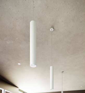 Immagine di Sospensione Da Incasso Cilindro Atmos Bianco 25 cm 1xGU10 Beneito Faure