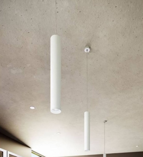 Immagine di Sospensione Da Incasso Cilindro Atmos Bianco 25 cm 1xGU10 Beneito Faure