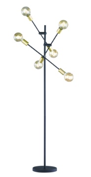 Immagine di Piantana Minimal 6 Luci Orienabili Cross Nero e Oro Trio Lighting
