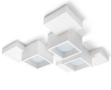 Immagine di Plafoniera Quadrati Gesso Side Verniciabile 3 Luci Gx53 Led T293 Sforzin