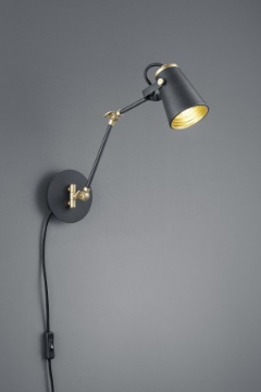 Immagine di Applique Braccio Flessibile Edward 1xE14 Nero e Oro Trio Lighting