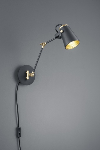 Immagine di Applique Braccio Flessibile Edward 1xE14 Nero e Oro Trio Lighting