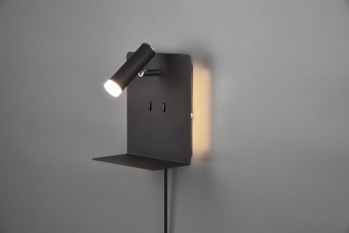 Applique Mensola Nera con Spot Led e Usb Integrata Element Trio Lighting