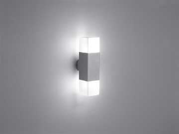 Immagine di Applique Led Da Esterno Squadrata Doppia Luce Hudson Alluminio IP44 Trio Lighting