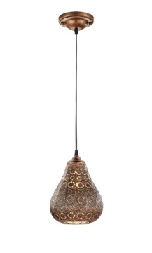 Immagine di Piccola Sospensione Paralume Decorativo Jasmin Rame Stile Arabo Trio Lighting
