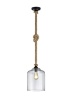Immagine di Sospensione Vintage Corda Judith Paralume Bicchiere Vetro Trasparente Trio Lighting