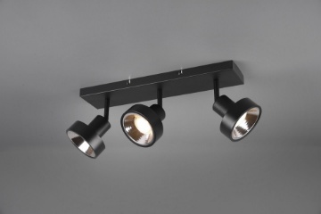 Immagine di Lampada Moderna da Soffitto 3 Faretti Spot Orientabili Leon Nero Trio Lighting