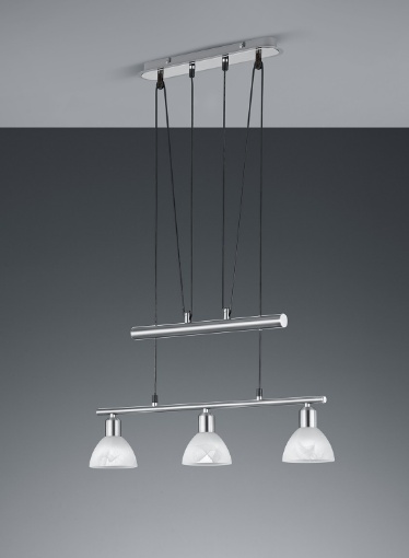Immagine di Sospensione 3 Luci Led Saliscendi Levisto Nichel Trio Lighting