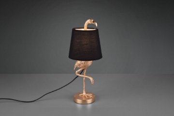 Immagine di Lume Decorativo Fenicottero Oro e Paralume Nero Lola Trio Lighting