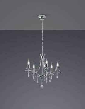 Immagine di Lampadario Contemporaneo 5 Portalampada E14 Lucerna Cromo Trio Lighting