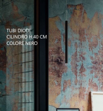 Immagine di Sospensione Led Cilindrica Per Comodino Tubi Diodi 40 cm Nero 3000k 2025N Affralux