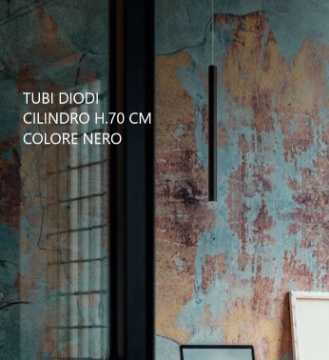 Immagine di Lampadario Cilindro Sottile Nero Per Comodini Led 3000k Tubi Diodi 70cm Affralux