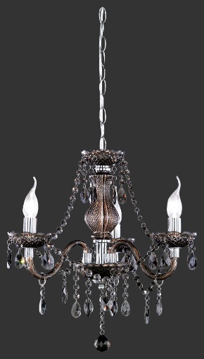Immagine di Lampadario 3 Bracci Classico Lüster Cromo Pendenti Decorativi Neri Trio Lighting