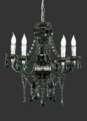 Immagine di Lampadario 5 Bracci Lüster Classico Cromo e Nero con Pendenti Decorativi Trio Lighting