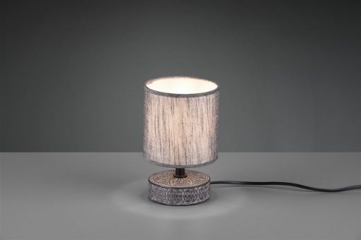 Immagine di Piccolo Lume Grigio Moderno Base Ceramica con Paralume Tessuto Marie Trio Lighting
