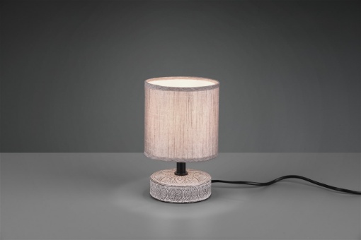 Immagine di Lumetto Marrone Moderno Base Ceramica con Paralume Tessuto Marie Trio Lighting