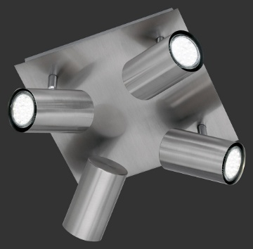 Immagine di Lampada Soffitto Quadrata Nichel Con Luci Direzionabili GU10 Marley Trio