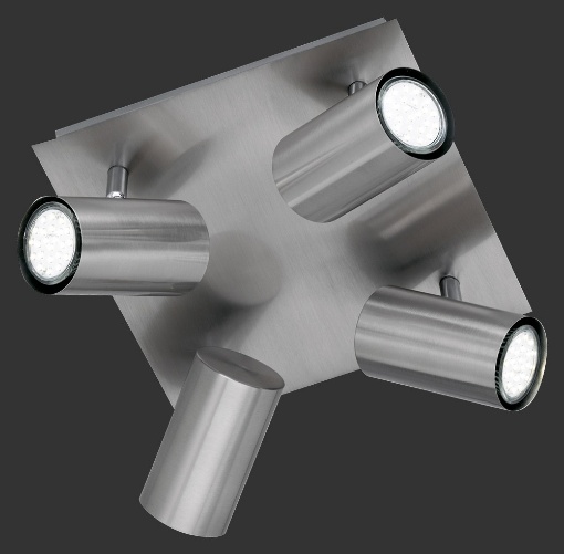 Immagine di Lampada Soffitto Quadrata Nichel Con Luci Direzionabili GU10 Marley Trio