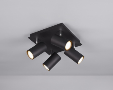 Immagine di Plafoniera Quadrata Con 4 Faretti Orientabili Marley Nero Trio