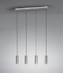 Immagine di Sospensione Isola Cucina 4 Luci Cilindri Nichel GU10 Marley Trio Lighting