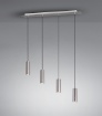 Immagine di Sospensione Isola Cucina 4 Luci Cilindri Nichel GU10 Marley Trio Lighting
